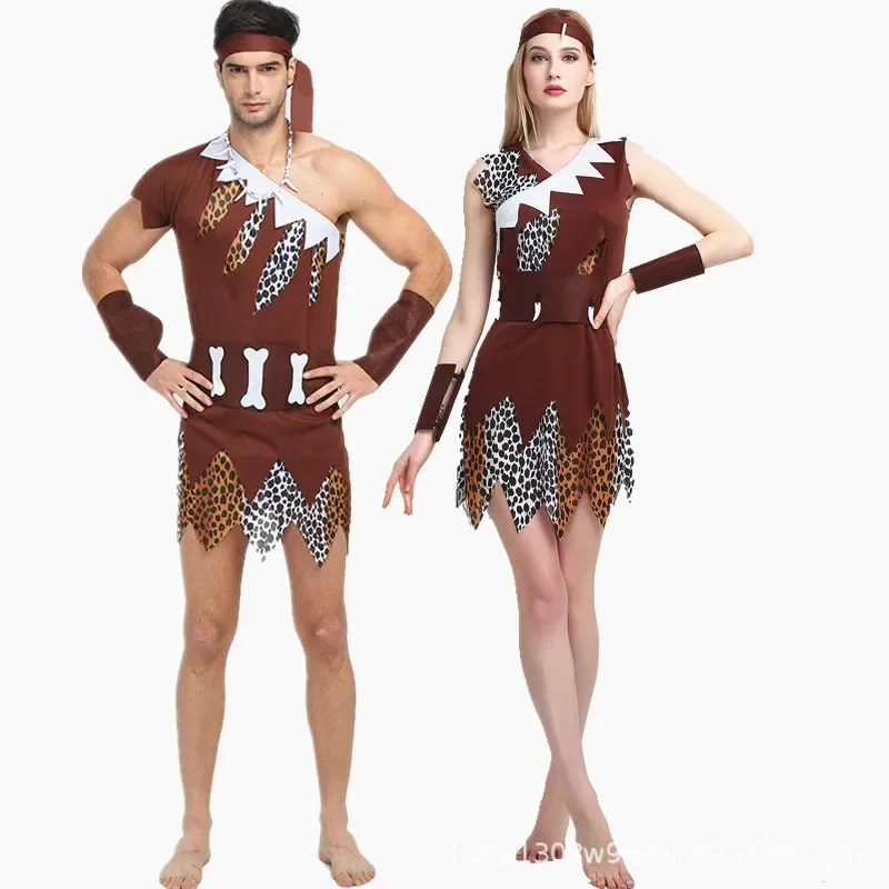 

Hot adult Halloween Cosplay Savage leopard costume Indians savage indigenous performances suits carnival Primitive clothes