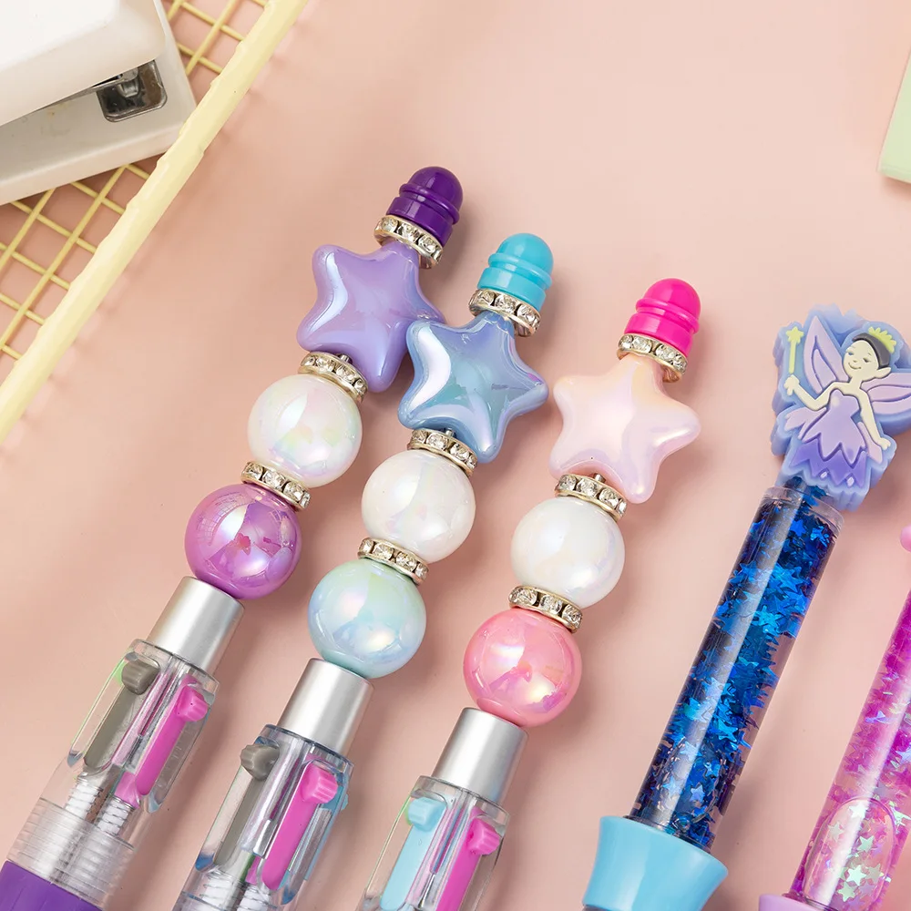 Love the word cartoon cute four-color ballpoint pen multi-color press pen high modeling color pen stationery batch 4-10pcs
