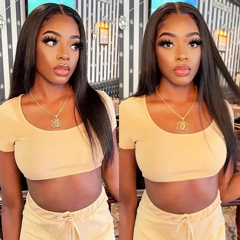 Rosabeauty 13x6 Straight Lace Front Wig Human Hair 40 Inch 13X4 Frontal 5X5 Glueless Ready to Wear Wigs 250% For Women