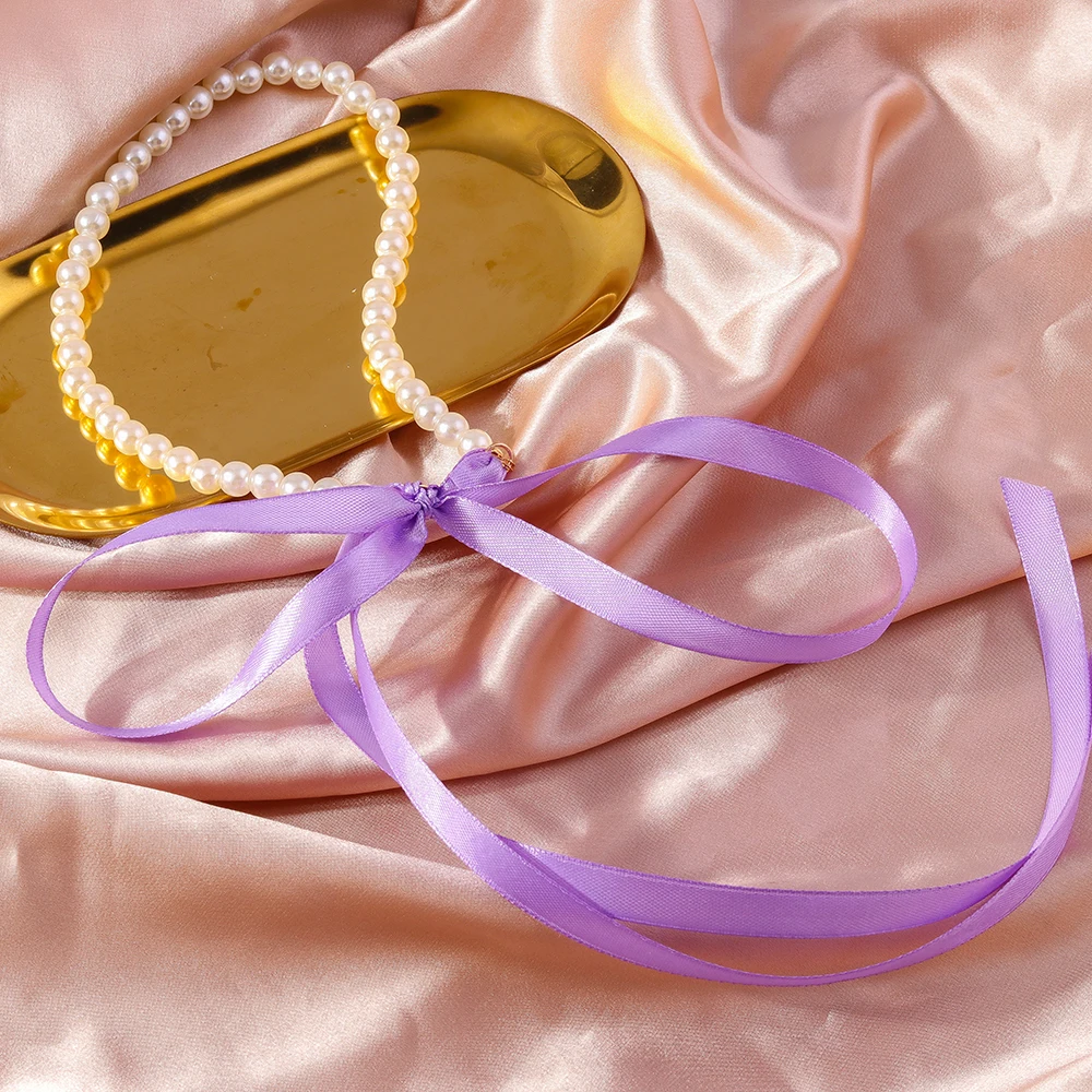 Aihua Koreanische Imitationsperlen-Halskette für Damen, Choker, modische schwarze Samt-Halskette mit verstellbarer Schleife, Hochzeitsschmuck, Geschenkidee – Detail 16