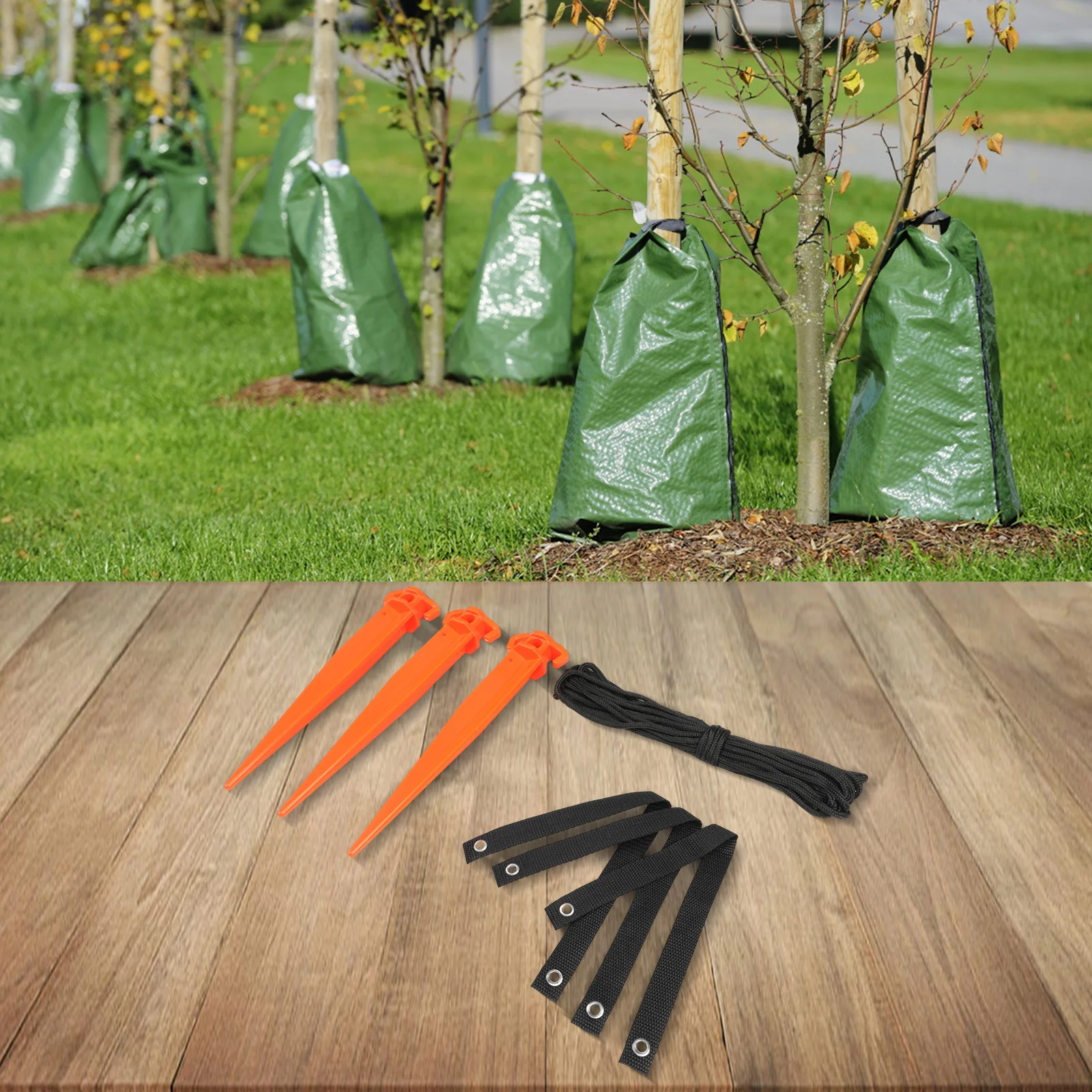 Tree Stabilization Anchor Kit 12In Support System for Young Trees Includes Plastic Nails and Rope for Secure Installation