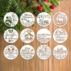 YOMDID 4PCS Merry Christmas Painting Templates DIY Stencil Graffiti Drawing Molds Home Decor Wall Stencil Doorplate Decoration
