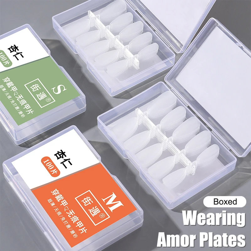 100개/박스 가짜 손톱 무광택 무흔적 얇은 데말 프레스온 네일 팁 연장용 홈 DIY