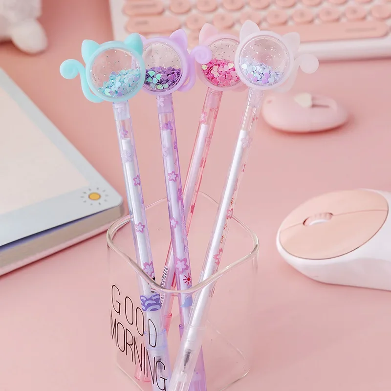 1 Pcs Creative Multicolor Cat Glitter Recreation Cute Gel Pen Kawaii Pens School Office & School Pen Ballpen