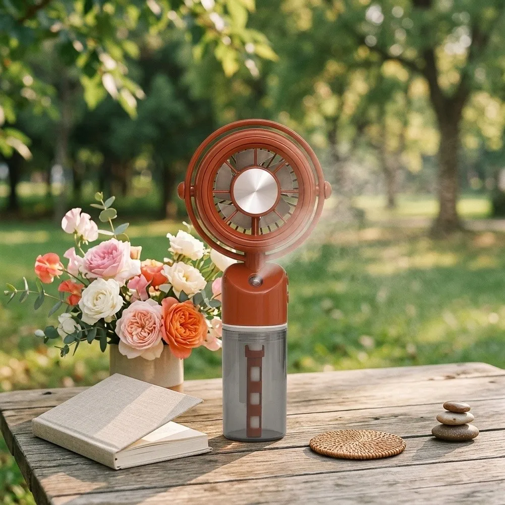 Portable 3 Handheld Misting Fan With Water Spray Cooler Plastic Compact Quiet For Outdoor Travel Beach Camping Summer