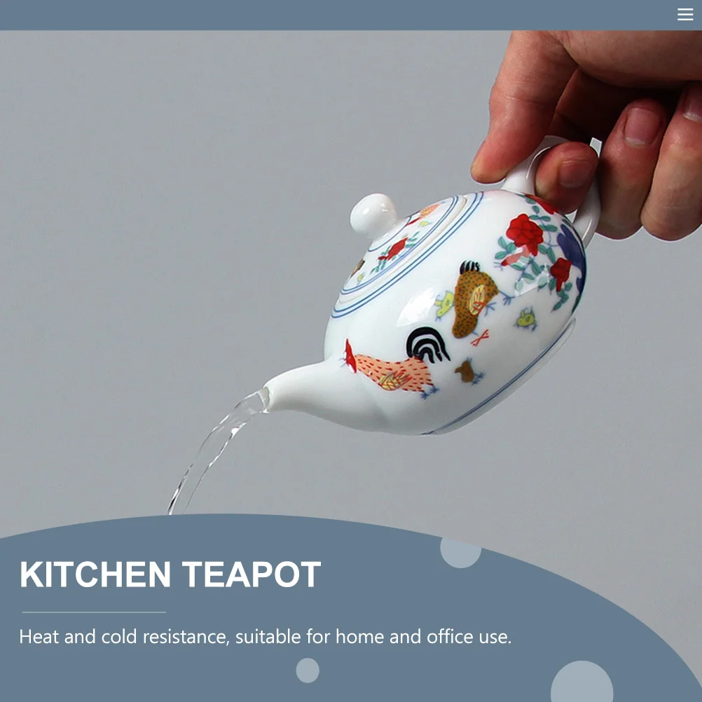 Teapot with Handle Chinese Style Vintage Decor Retro Teaware Kitchen Heat-resistant Ceramics Kung Fu Kettle