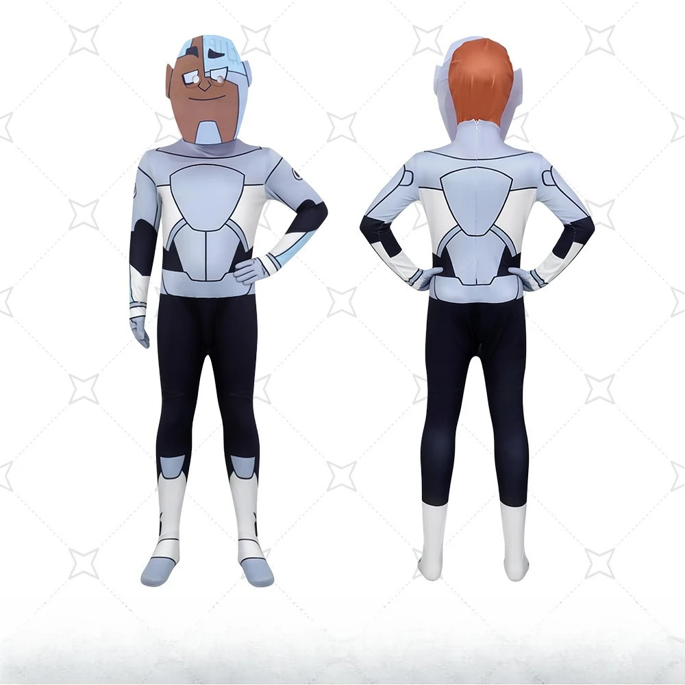 youth-titans-attack-cyborg-steel-bone-cossuit-children's-day-bodysuit-campus-performance-parent-child-costume