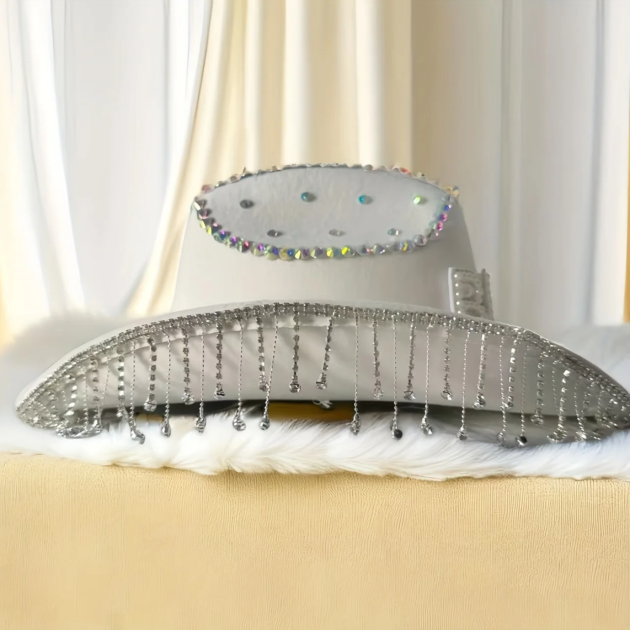 HongLuan BRIDE White Cowboy Straw Hat for Women, Luxury Wedding Hats, Cowboy Accessories & Cowgirl Hats for Ladies Adults Woman