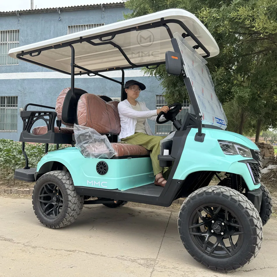 

48V Electric Golf Carts 2+2 Seat 4 Wheel Off Road Buggy Scooter Lithium Battery Solar Panel Golf Cart