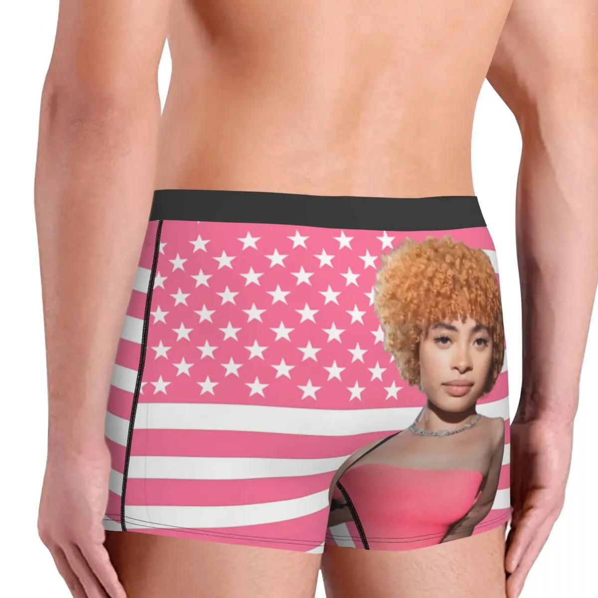 Ice Spice Pink American Flag Men Boxer Briefs Cozy Underpants