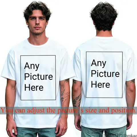 Custom Personalized Your Photo Man T Shirt for Boys Front Back Print Customized Funny Tshirts for Men Short T-shirt Tops Tees