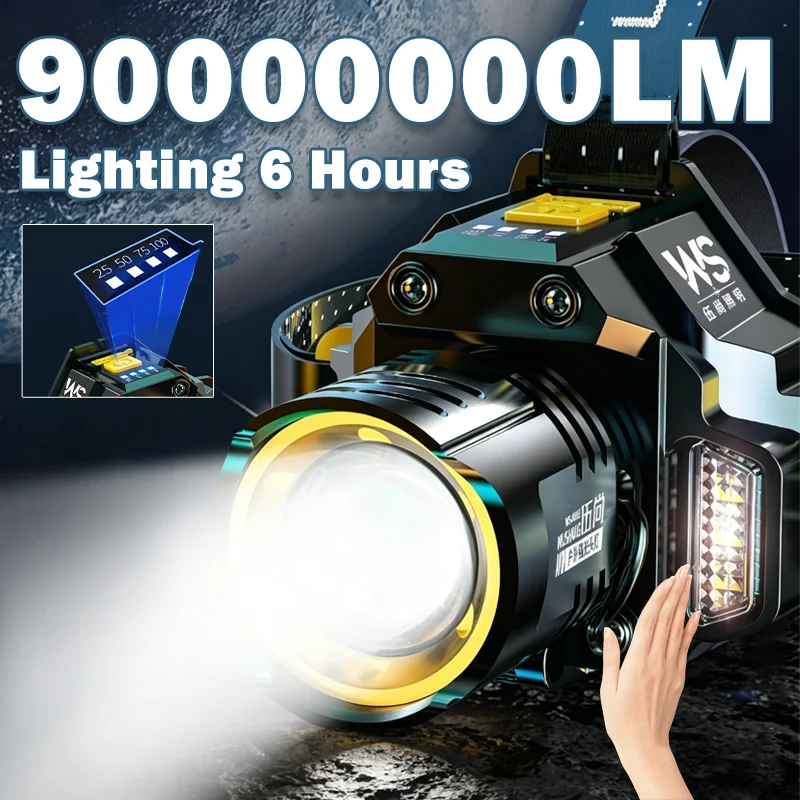 Motion Sensor Rechargeable COB Headlamp LED Headlight High Power Head Flashlight for Fishing Night Work Hiking Running Camping