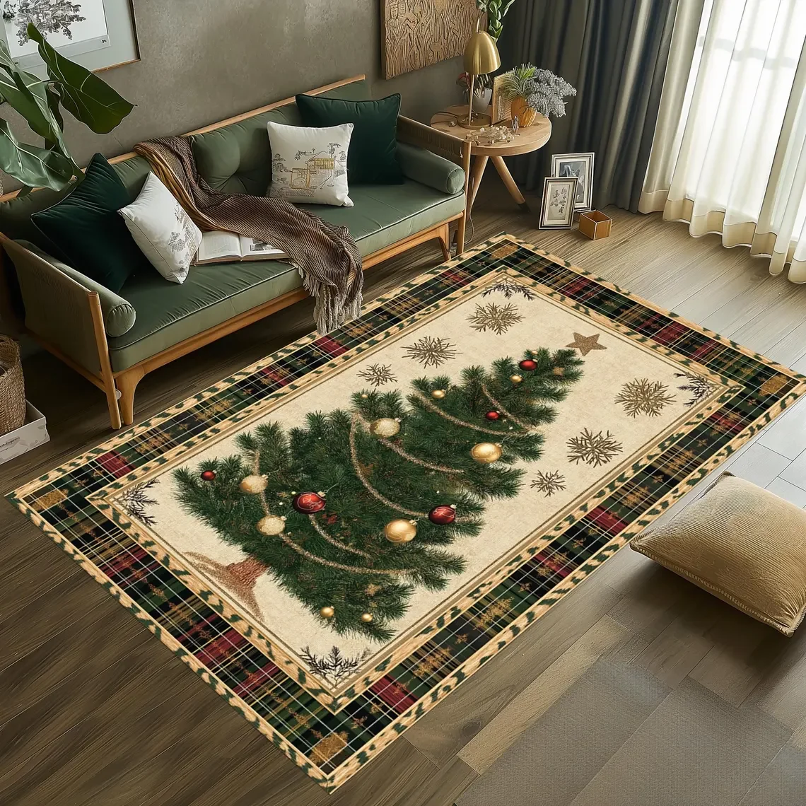 Weihnachtsbaum-Teppich, rutschfester Teppich, Teppiche für Zuhause, Wohnzimmer, Schlafzimmer, Badezimmer, Dekor, Bodenmatte