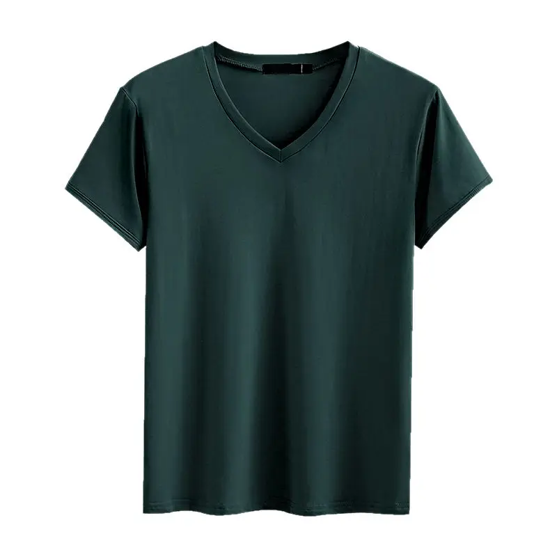 Fashion Luxury Solid Men\'s Summer Fashion Short Sleeve V-Neck Casual T-Shirt Tops Oversized 6XL Short Shirts for Man