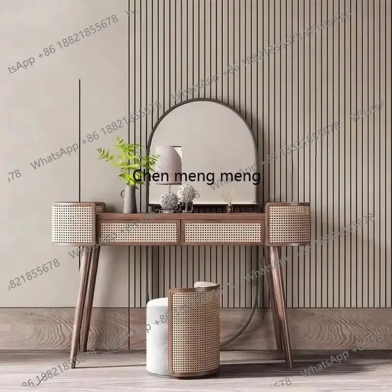 C178 Luxury Nordic Vanity Tables Stool Organizer Woman Unique Led Bedroom Vanity Makeup Wood Storage Penteadeira Bedroom