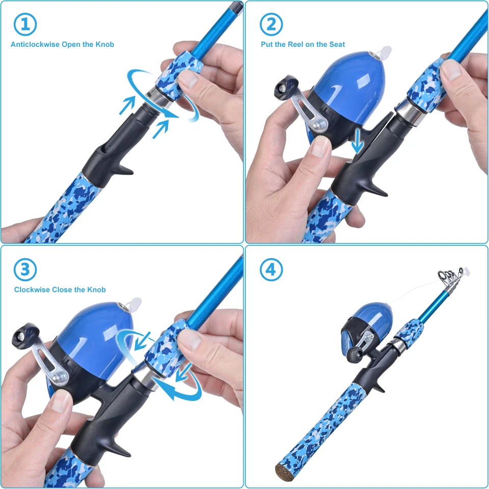 LEOFISHING Kids Fishing Pole Set with Full Starter Kits Rod and Spincast  Reel with a Net a Bucket for Boys Girls and Youth - AliExpress 18