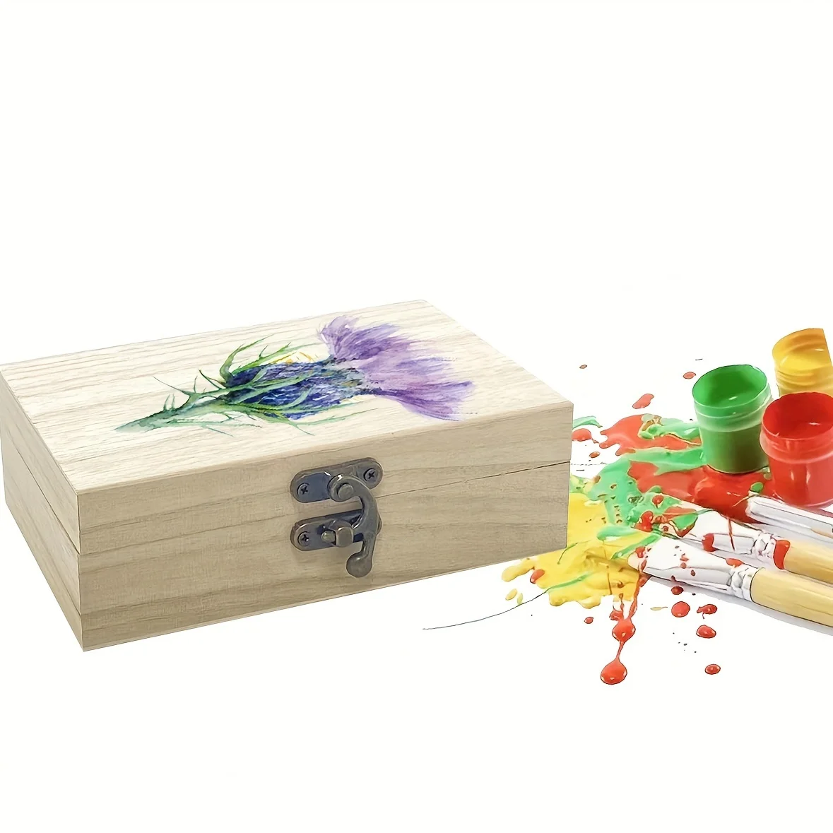 6pcs Unfinished Wooden Jewelry Boxes with Hinged Lids And Clasp Ordinary Decorative Wooden Boxes for Art Hobbies Collection Hand
