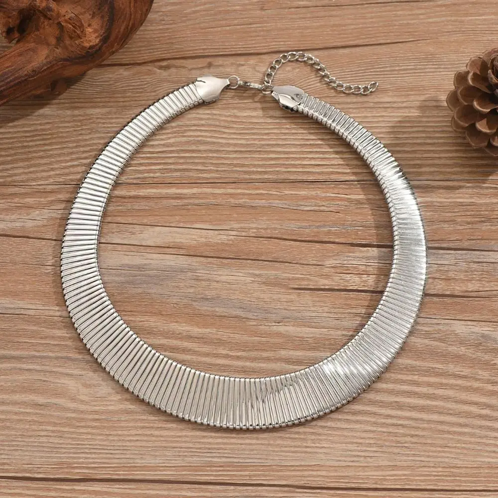 

Metal Chain Chunky Choker Necklace Gold Vintage Snake Bone Chain Necklace Stretchable Elastic Personalized Chunky Chain Necklace