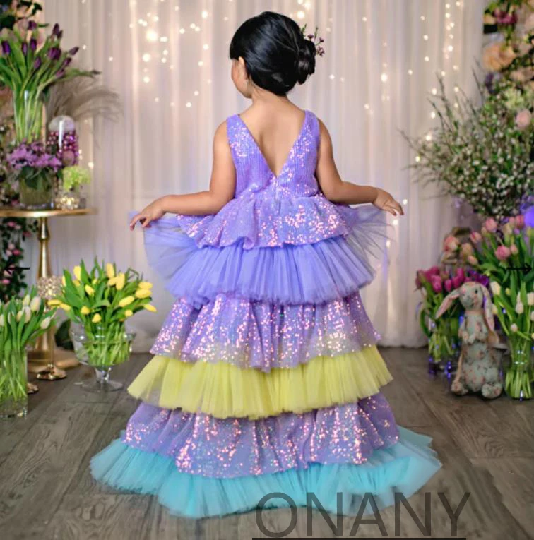 JONANY Prinzessin Blumenmädchen Kleid High Low Layered Dropping Shipping Baby Erstkommunion Schönheit Party Kleid Robe De Demoiselle