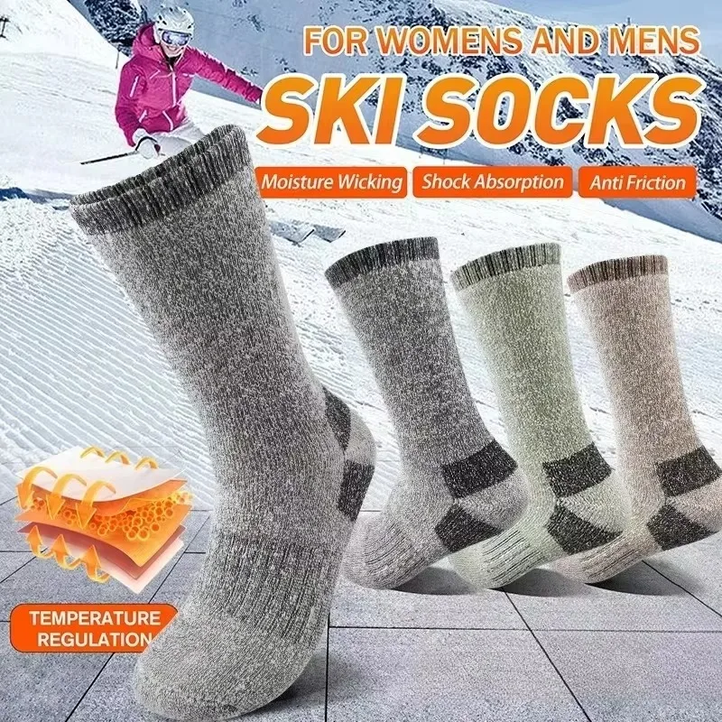 Winter Herren Socken Super Dicke Thermo-Socken mit mittlerer Wade Warme Wolle Skifahren Sportsocken