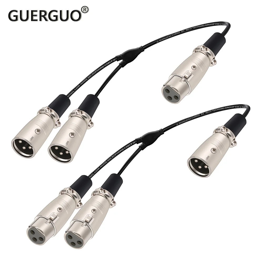 

1PC 3pin XLR Y Splitter Cable, Female to Dual Male Cord,1 Male to 2 Female Adapter Cord for Microphone Mixer Amplifier 0.3M 0.5M