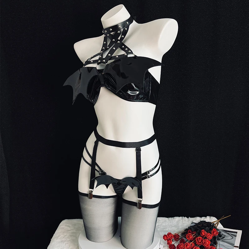 ملابس داخلية مثيرة على شكل نجمة خماسية من SENMHS زي تنكري على شكل خفاش شيطان صغير من جلد البولي يوريثان ملابس بيكيني للفتيات لحفلات الهالوين ملابس مغرية #2