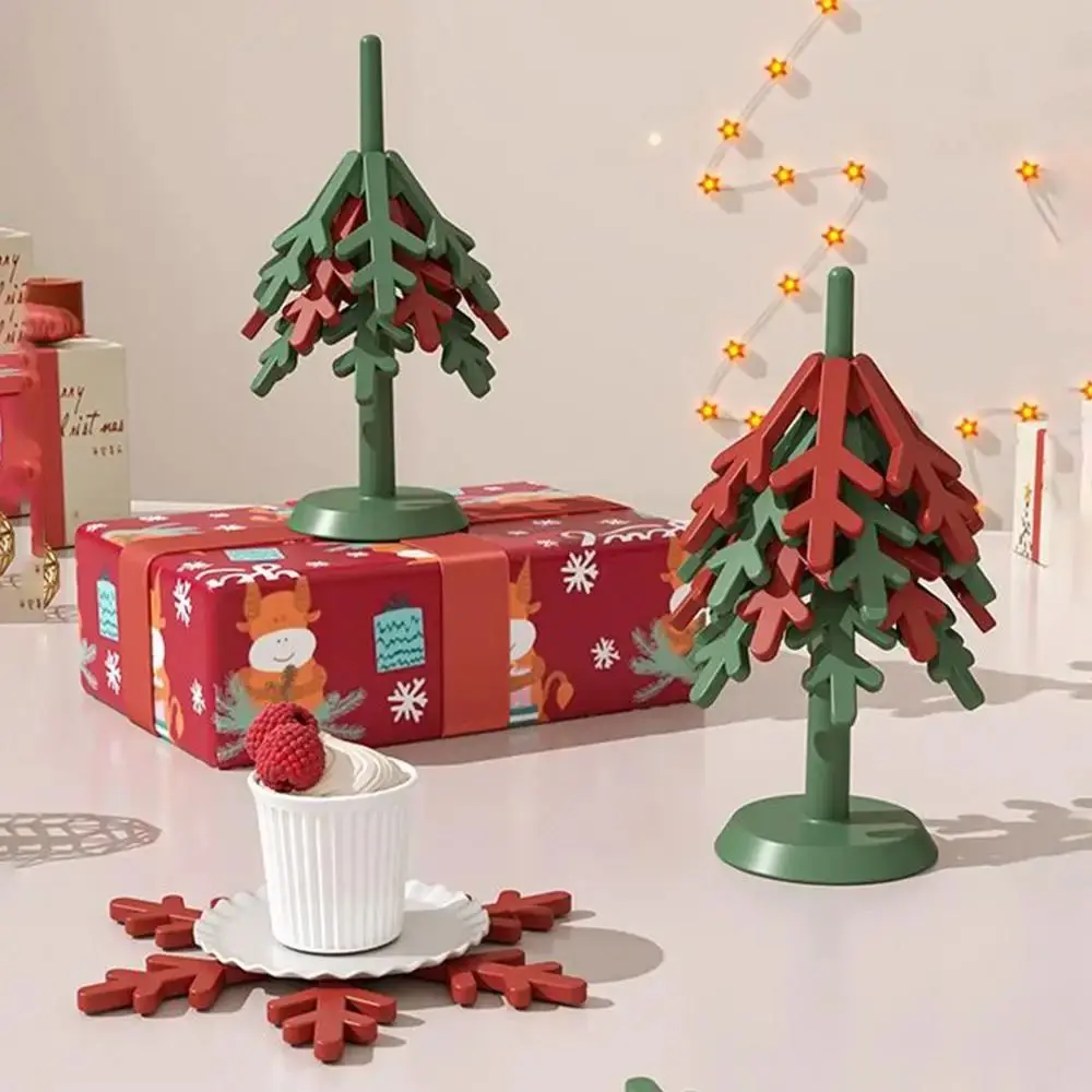 

Foldable Tree Shape Trivets Non-slip With Bracket Silicone Hot Mat Multipurpose Decorative Tree Coasters Set Festival Gift