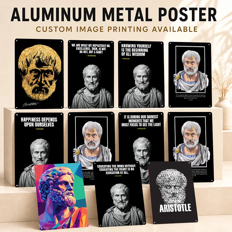 Aristotle Aluminum Posters Personalized Metal Tin Sign Vintage Scholarly Heritage Design Wall Art Suited To Scholar Collectors