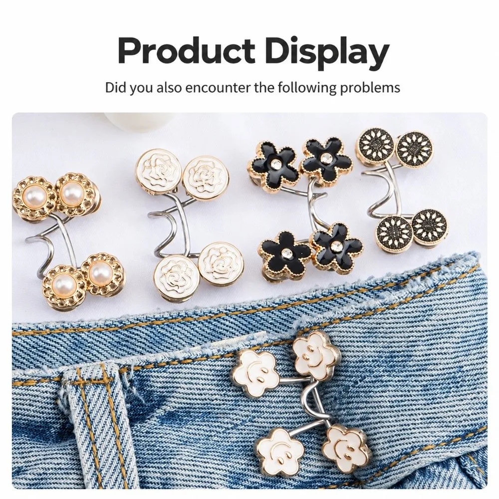 1 Pair No Sewing Required Waist Tightener Alloy Reusable Waist Buckle Fastener Detachable Detachable Waist Belt