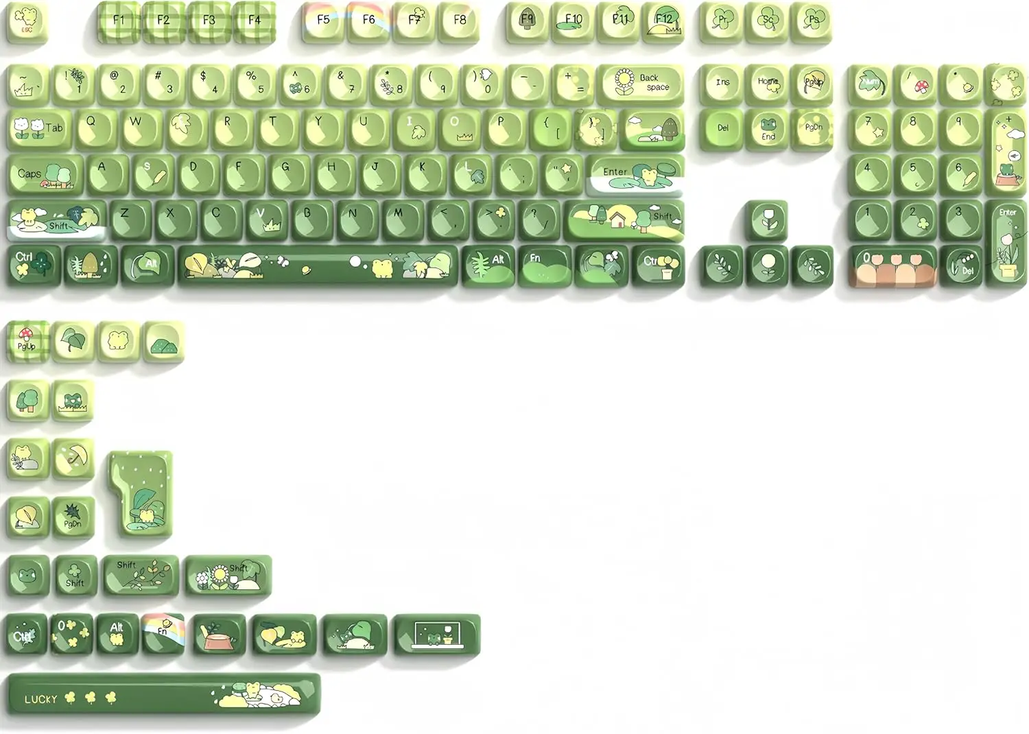 Matcha Green keycap Set dye Sublimation PBT Keyboard caps 128-keys keycap for Cherry Gateron MX Switches Mechanical Keyboards