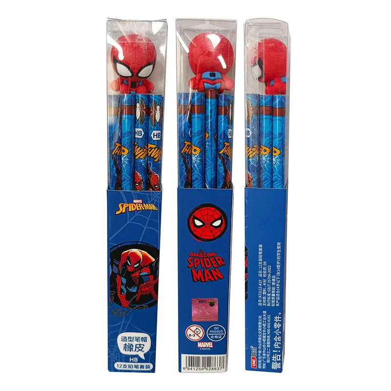 12pcs Disney Stitch Children'S Hb Pencil Eraser Spiderman Lotso Student Stationery Write Draw Pencil School Supplies Wholesale