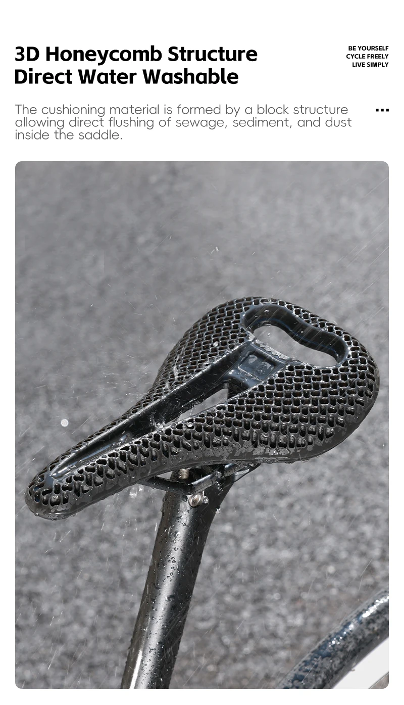 WEST BIKING 3D Honeycomb Fahrradsattel Atmungsaktiver Hohlsitz zur Druckentlastung Leichtgewichtiger Sitz für Rennräder und Mountainbikes für Langstrecken – Detail 9