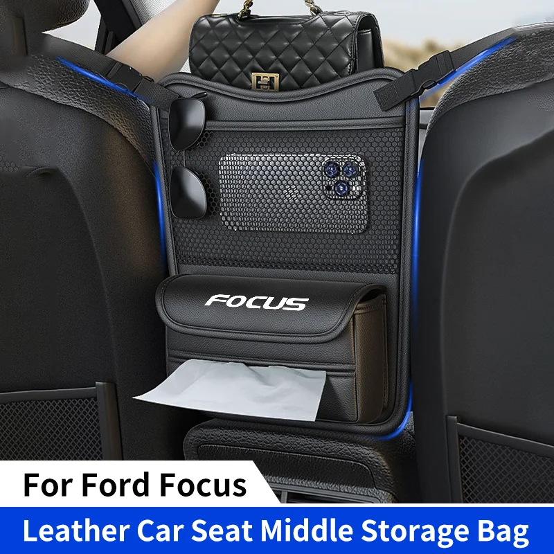 Car Seat Middle Hanger Storage Bag for Ford Focus 2 MK2 MK3 MK1 MK4 RS Auto Hanging Organizer Handbag Holder Water Cup Pockets