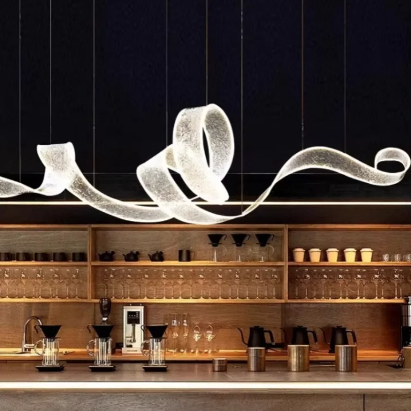 

Acrylic ribbon pendant light restaurant light hotel cashier front desk tea room pendant light