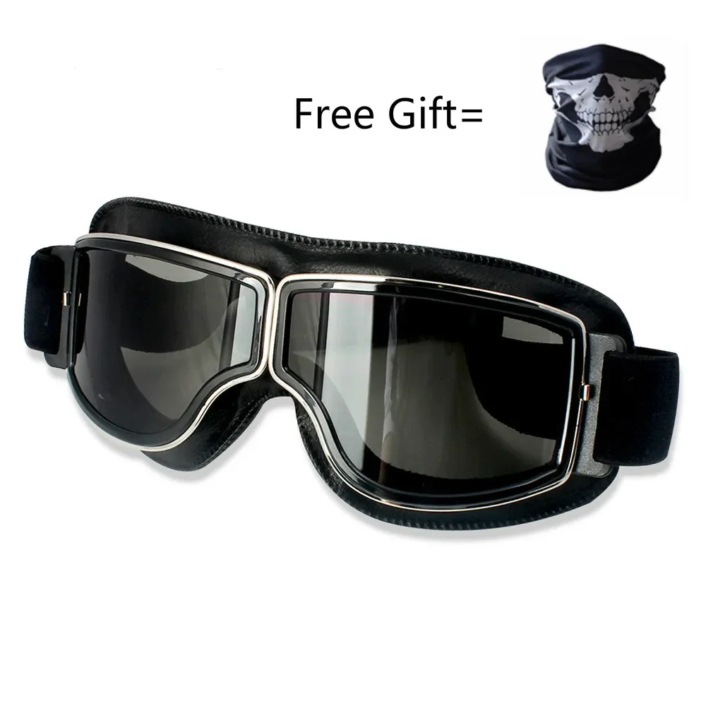 

Adjustable Motorcycle Goggles PU Leather Skiing Snow Mask Glasses Color Lens for Men And Women