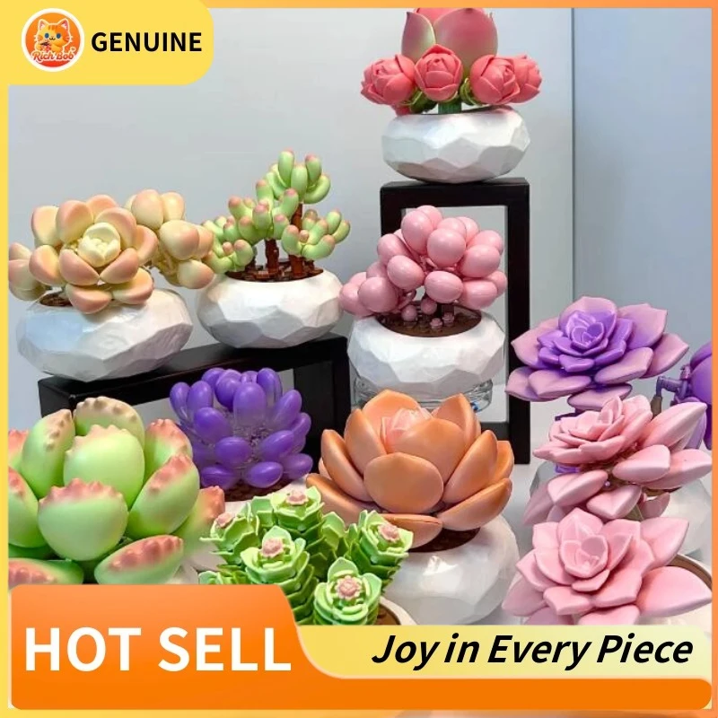 

Genuine Inbrixx Kawaii Plant Series Building Blocks Fleshy Potted Small Particles Assembled Bouquet Of Children Ornaments Gifts