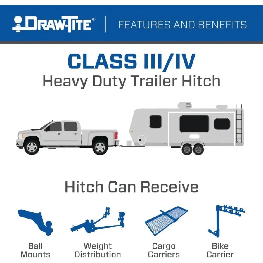 وصلة مقطورة 76136 من الفئة 4 مع جهاز استقبال مربع مقاس 2 بوصة لتطبيقات السحب شديدة التحمل مثالية لشاحنات F150 تتضمن Compl #4