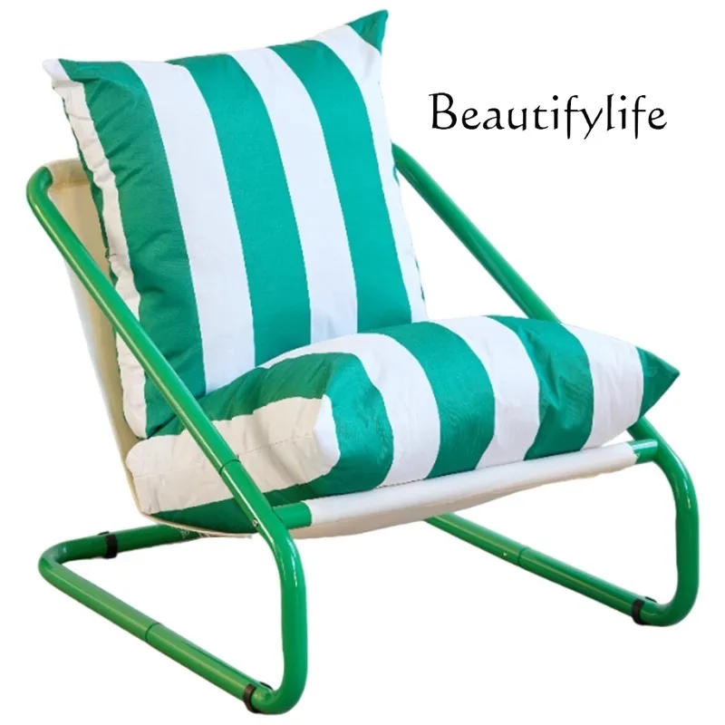Armchair Household Small Apartment Living Room Balcony Reading Lazy Sofa Striped Leisure Single Chair