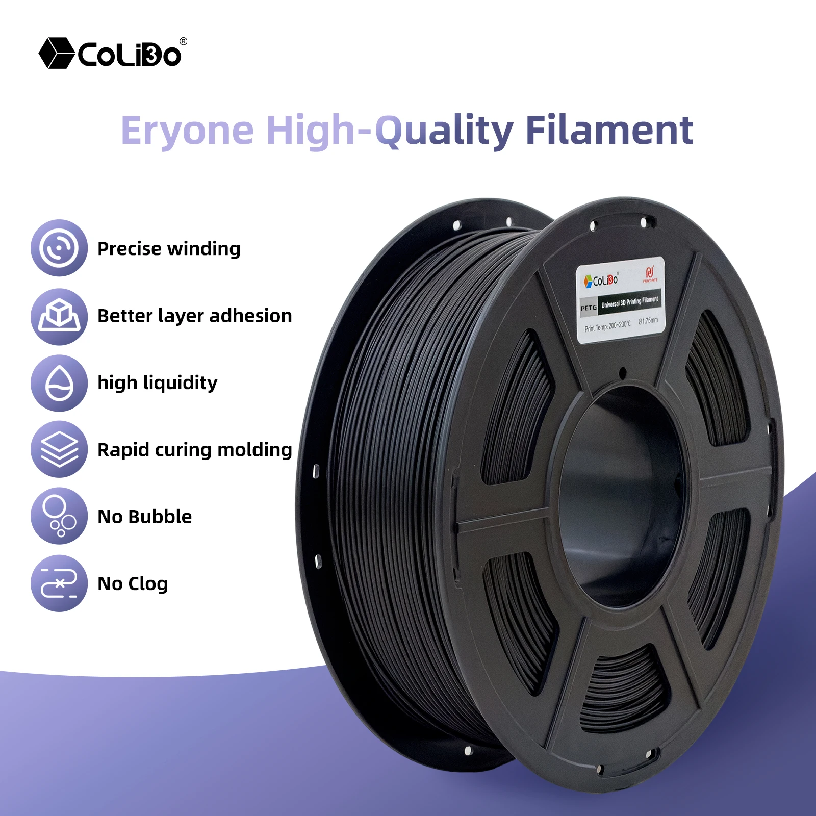 CoLiDo PETG/TPU/ABS 3D-Filament 2 kg 1,75 mm +/-0,02 mm 3D-Druckfilament, ordentlich gewickeltes Filament, Vakuumverpackung, schneller Versand, EU – Detail 7