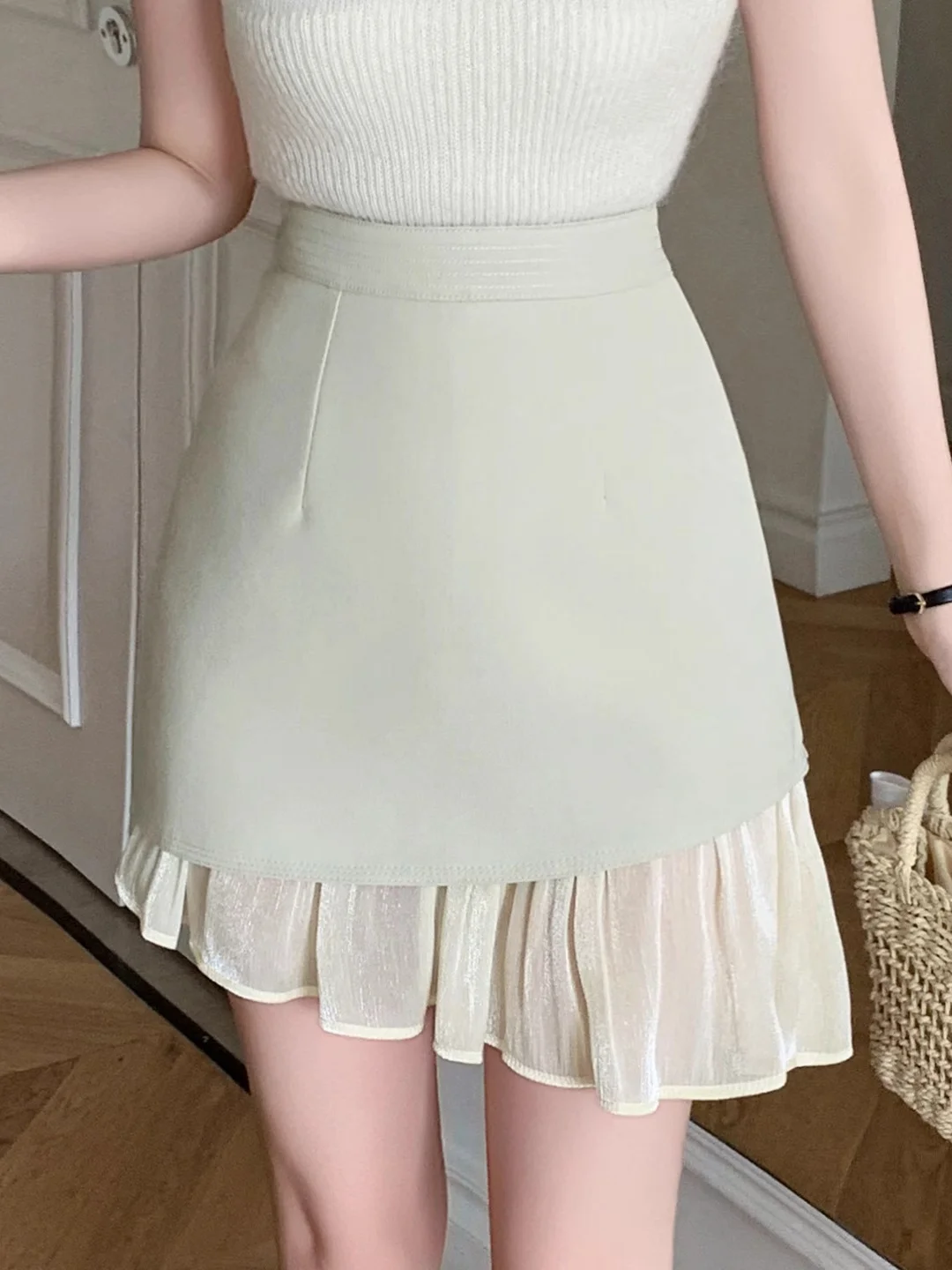 

Асимметричная шифоновая юбка-костюм с высокой талией для женщин, весна-лето 2026, утягивающая, не просвечивающая, А-силуэт, короткая юбка