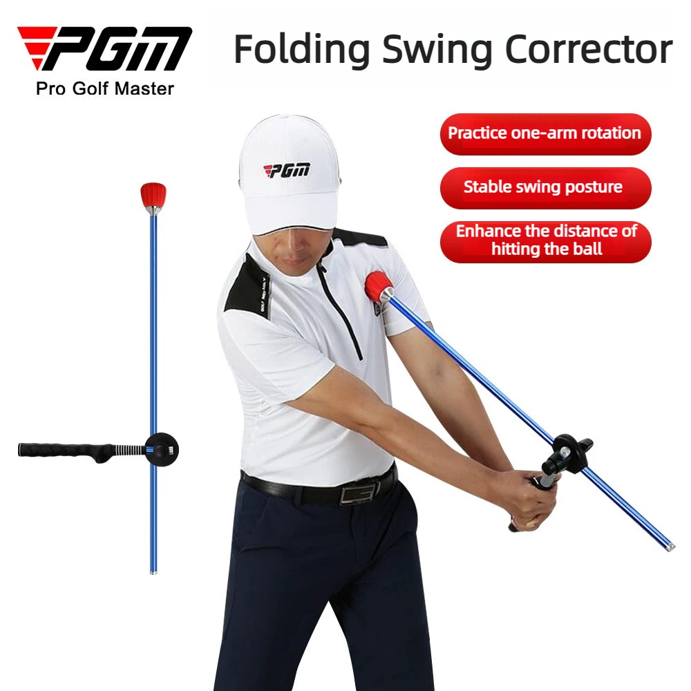 PGM Adjustable Golf Swing Trainer Foldable Aluminum Practice Aid for Beginners Posture Tempo and Rotation Training