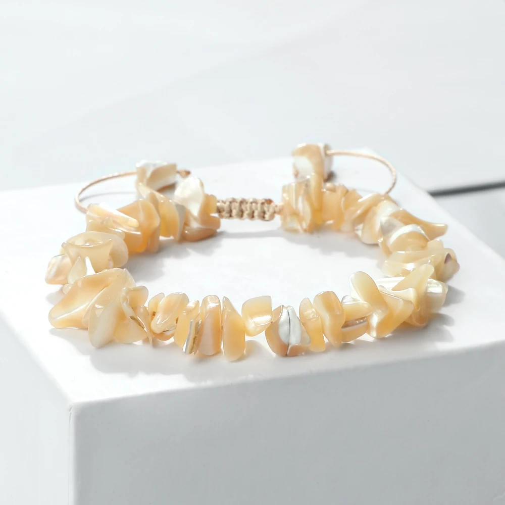 Bohemian White Chips Shell Bracelet Irregular Gravel Chip Seashell Bead Braided Bracelets Fashion Summer Beach Jewelry for Women - view 4