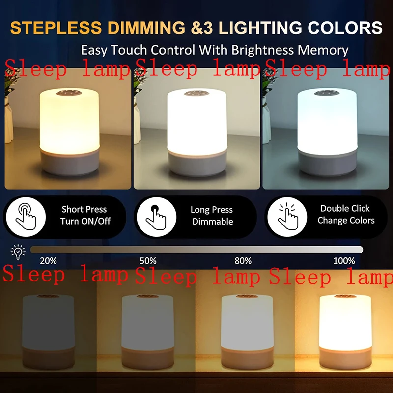 Veilleuse tactile LED avec prise USB, lampe de sommeil chaude, protection des yeux, lecture, lampe de table de chevet, maison, chambre d\'enfant,