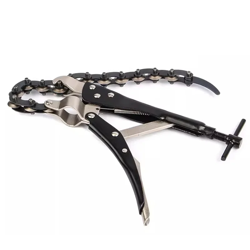 Chain-Link Pipe Cutter PVC/Steel/Copper Pipe Cutting Tool 90MM Manual Cutting for Galvanized Steel Pipe Ratchet Mechanism