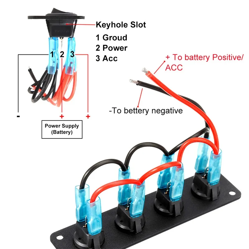 12V Multi-Functional 1-4 Gang Rocker Toggle Control Button Switch Panel Car Boat Marine RV Truck Blue LED Styling Accessories