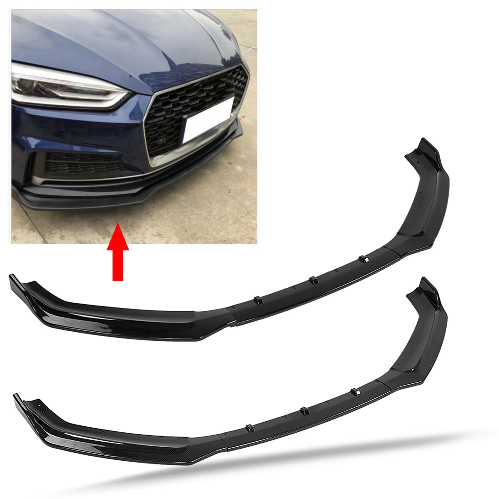 

Bumper Add on Lip Bumper Splitter Fins Car Front Bumper Canard Lip Splitter Body Shovels for B9 17‑18 Front Bumper Diffuser