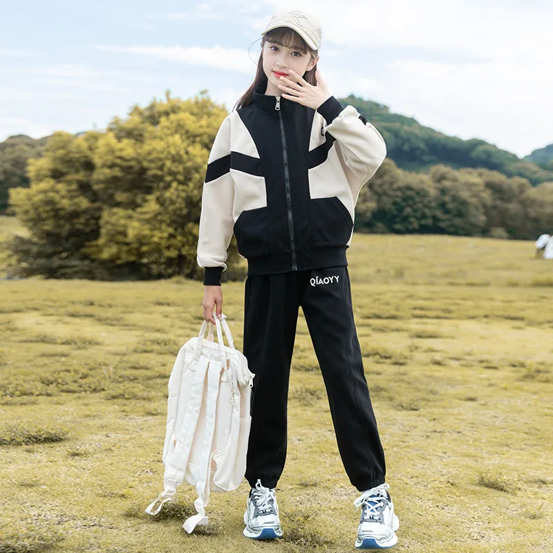 

Girls' Fashionable Patchwork Sports Suit2026New Spring Fashionable Casual Two-Piece Set for Girls