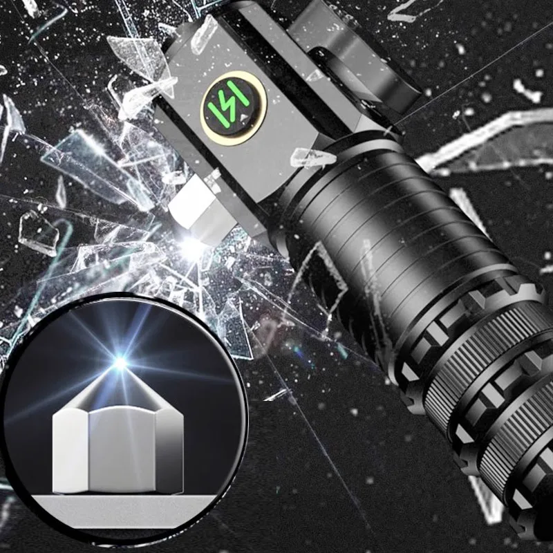 Multifunctional strong light outdoor waterproof night white light fixed focus with magnetic 18650 lithium battery flashlight