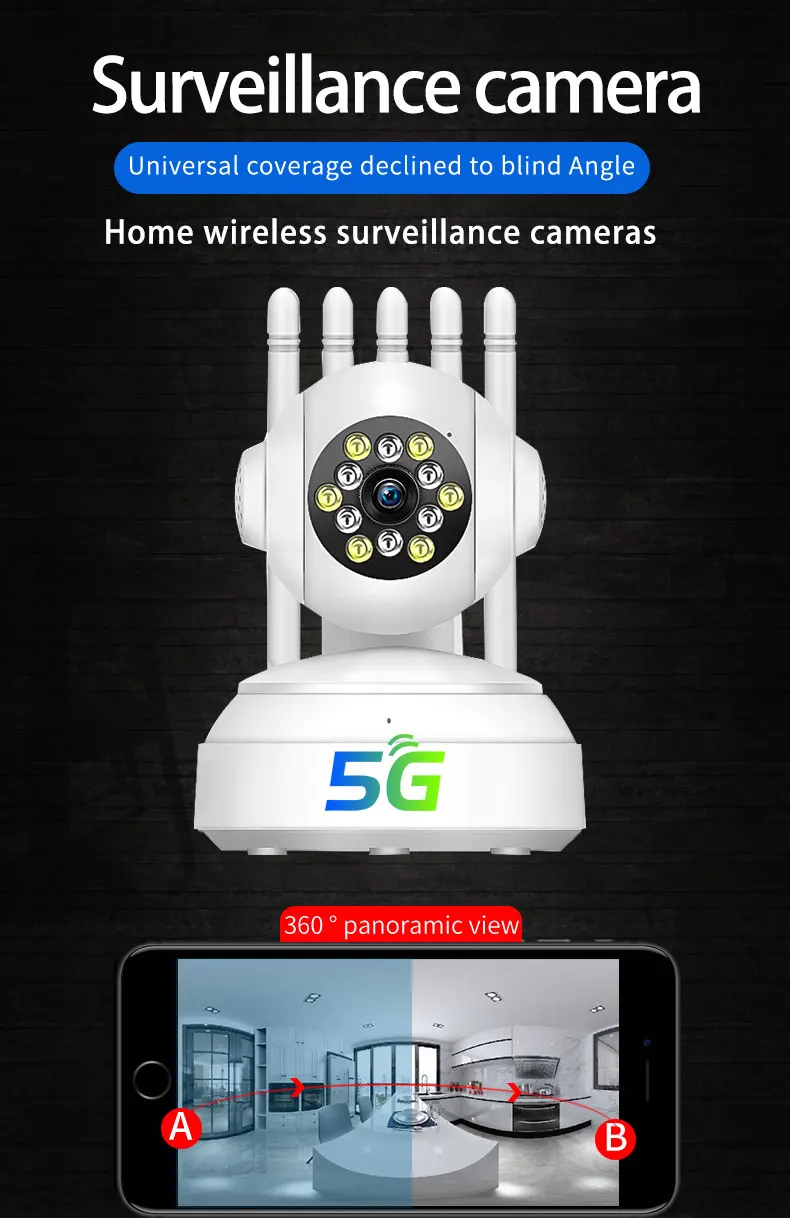 2MP 1080P 2.4G&5G  Wireless Intercom PTZ IP Dome Camera Auto Tracking Full Color Night Vision Home Security CCTV Monitor