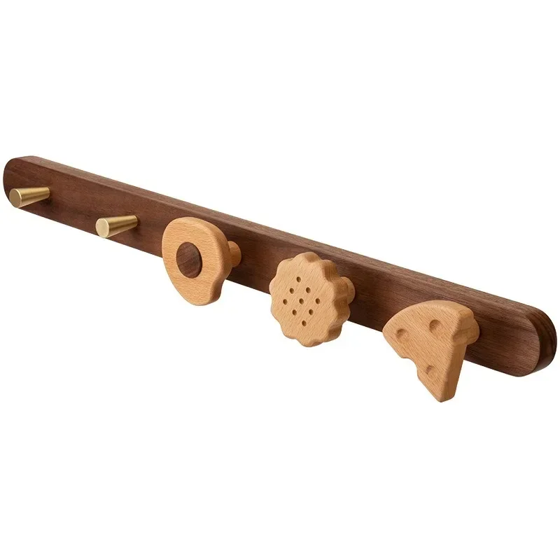 Solid Wood Coat Rack Wall Mounted with Cute Hooks for Hanging Coats Backpacks Towels Bags Dog Leashes Entryway Hallway Furniture